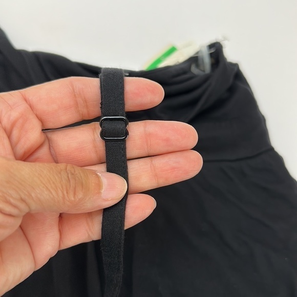 INC Black Ruffled Surplice 100% Tencel Cami Tank Top L Soft Moisture Wicking - Picture 4 of 12